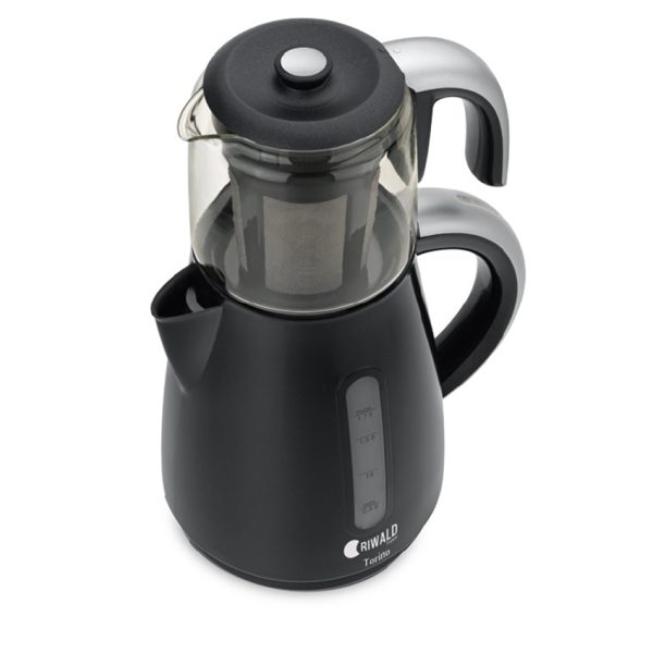 سرویس چای ساز برقی 1800 وات 0.7 + 1.9 لیتر مشکی تورینو ریوالد 22225 - تصویر 1