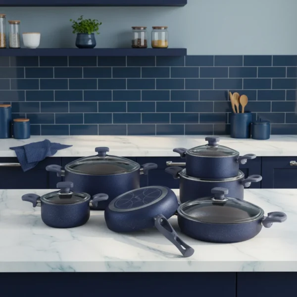 سرویس قابلمه 11 پارچه گرانیت آبی نفتی یورک ریوالد 6501111-0116 | ریوالد ایران