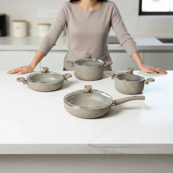 سرویس قابلمه 8 پارچه گرانیت بژ یورک ریوالد 6501108-0106 | ریوالد ایران