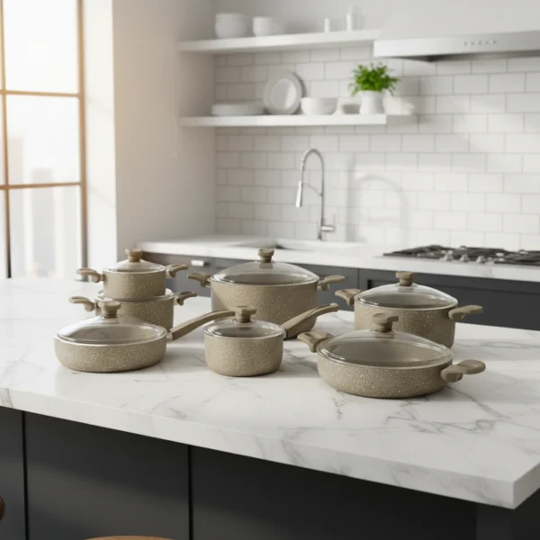 سرویس قابلمه 14 پارچه گرانیت بژ یورک ریوالد 6501114-0106 | ریوالد ایران