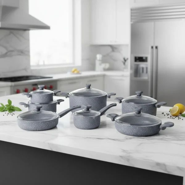 سرویس قابلمه 14 پارچه گرانیت طوسی یورک ریوالد 6501114-0114 | ریوالد ایران