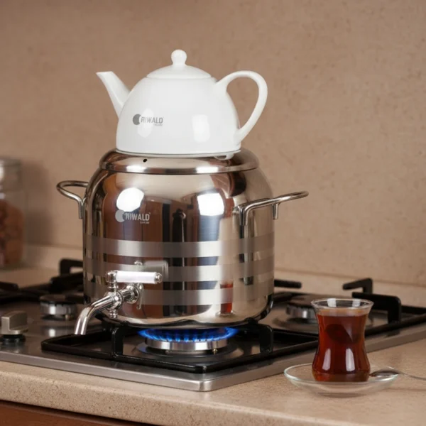 سماور روگازی 1.0 + 5.8 لیتر استیل براق لیورپول ریوالد 6818126-1022