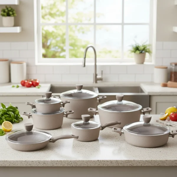 سرویس قابلمه 14 پارچه گرانیت بژ پریستون ریوالد 6501114-0306 | ریوالد ایران