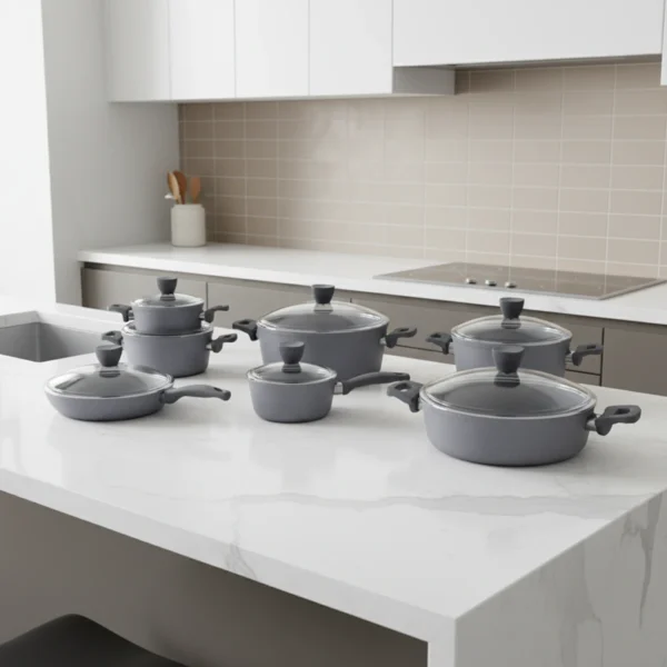 سرویس قابلمه 14 پارچه گرانیت طوسی پریستون ریوالد 6501114-0314 | ریوالد ایران