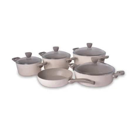 سرویس قابلمه 9 پارچه گرانیت کرم پریستون ریوالد 6501109-0315 | ریوالد ایران