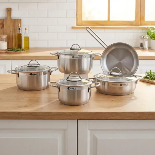 سرویس قابلمه 9 پارچه استیل مات و براق لیورپول ریوالد 6801209-1023 | ریوالد ایران